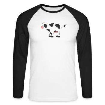 Vache Vaches - T-shirt baseball manches longues Homme - blanc/noir - Devant - Nik (191cm)