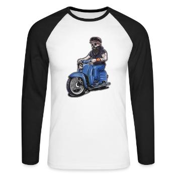 Zweitackt forever - Unisex Baseballshirt langarm - Weiß/Schwarz - Vorne - Nik (191cm)