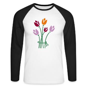 Flowers - Unisex Long Sleeve Baseball T-Shirt - white/black - Front - Nik (191cm)