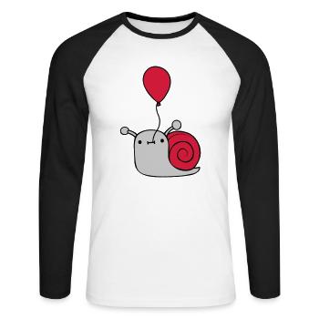 Cute balloon snail - Unisex Long Sleeve Baseball T-Shirt - white/black - Front - Nik (191cm)