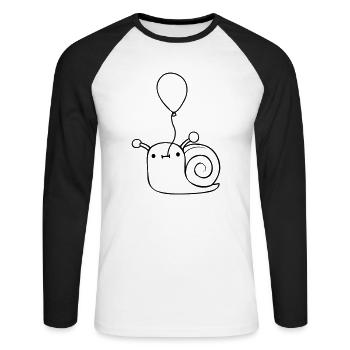 Balloon Snail Cute - Unisex Long Sleeve Baseball T-Shirt - white/black - Front - Nik (191cm)