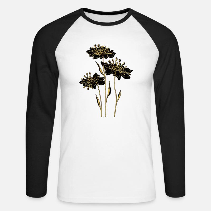 Blumen - Unisex Baseballshirt langarm - Weiß/Schwarz