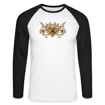 Cœur merveilleux, horloges et engrenages à vapeur - T-shirt baseball manches longues Homme - blanc/noir - Devant - Nik (191cm)