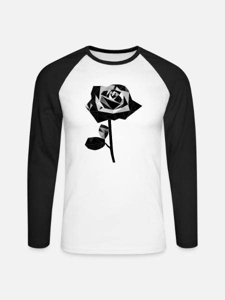 Polygone rose noire - T-shirt baseball manches longues Homme - blanc/noir