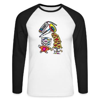 Musical - Unisex Baseballshirt langarm - Weiß/Schwarz - Vorne - Nik (191cm)