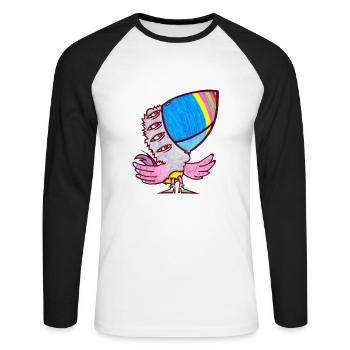 Finger Papagei - Unisex Baseballshirt langarm - Weiß/Schwarz - Vorne - Nik (191cm)