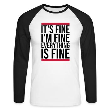Tout va bien devis - T-shirt baseball manches longues Homme - blanc/noir - Devant - Nik (191cm)