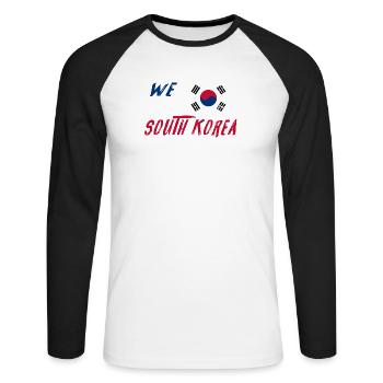 We are South Korea - Unisex Long Sleeve Baseball T-Shirt - white/black - Front - Nik (191cm)