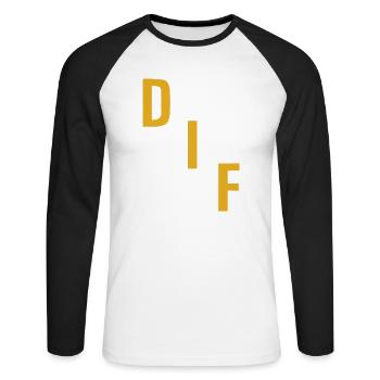 Degerfors - Unisex Baseballshirt langarm - Weiß/Schwarz - Vorne - Nik (191cm)