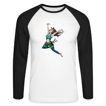 Successful Climb - Unisex Long Sleeve Baseball T-Shirt - white/black - Front - Nik (191cm)
