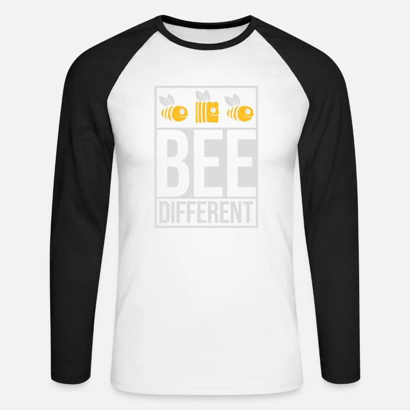 bee different saying quote - Unisex Long Sleeve Baseball T-Shirt - white/black