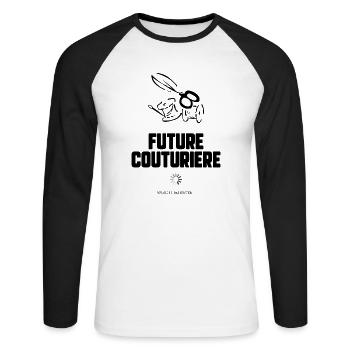 Future couturière - T-shirt baseball manches longues Homme - blanc/noir - Devant - Nik (191cm)