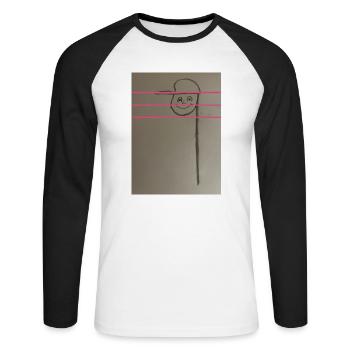 Die Note - Unisex Baseballshirt langarm - Weiß/Schwarz - Vorne - Nik (191cm)