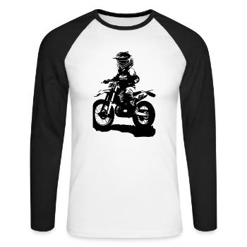 MOTORCYCLE CHILD - Unisex Long Sleeve Baseball T-Shirt - white/black - Front - Nik (191cm)