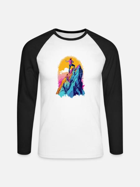 Eric beim Wandern - Unisex Baseballshirt langarm - Weiß/Schwarz