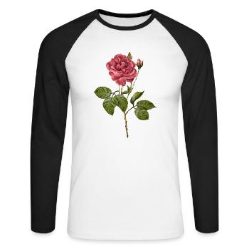 Fleur - T-shirt baseball manches longues Homme - blanc/noir - Devant - Nik (191cm)