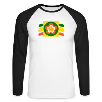 des années 70 fleur fleur - T-shirt baseball manches longues Homme - blanc/noir - Devant - Nik (191cm)