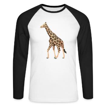 Giraffe - Unisex Baseballshirt langarm - Weiß/Schwarz - Vorne - Nik (191cm)