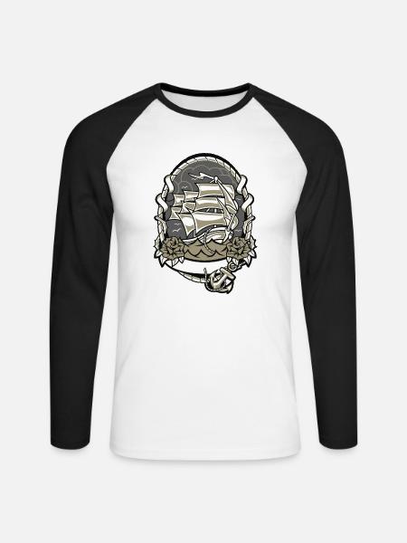 Wassersport - Unisex Baseballshirt langarm - Weiß/Schwarz