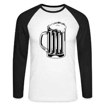Bière - T-shirt baseball manches longues Homme - blanc/noir - Devant - Nik (191cm)