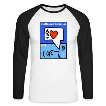 Kunst Liebe - Unisex Baseballshirt langarm - Weiß/Schwarz - Vorne - Nik (191cm)