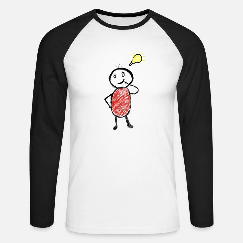 Strichmännchen hat eine Idee - Unisex Baseballshirt langarm - Weiß/Schwarz