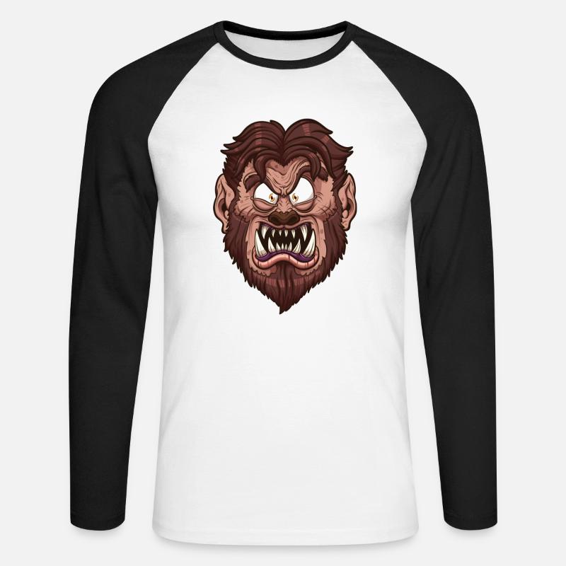 Werwolf-Gesicht - Unisex Baseballshirt langarm - Weiß/Schwarz