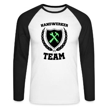 handwerker team 02 - Unisex Baseballshirt langarm - Weiß/Schwarz - Vorne - Nik (191cm)