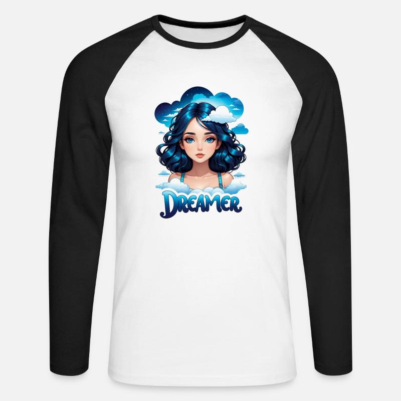 Träumer - Träumer - Träumer - Traum - Träumerei - Unisex Baseballshirt langarm - Weiß/Schwarz