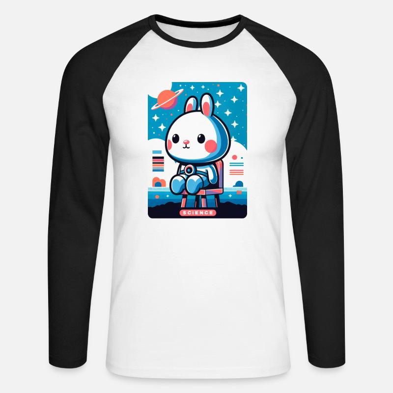 Space Explorer Bunny - Unisex Baseballshirt langarm - Weiß/Schwarz