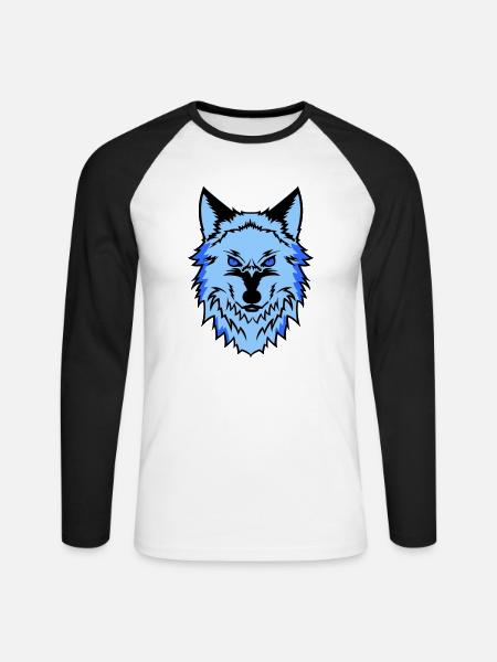 wolf - Unisex Baseballshirt langarm - Weiß/Schwarz