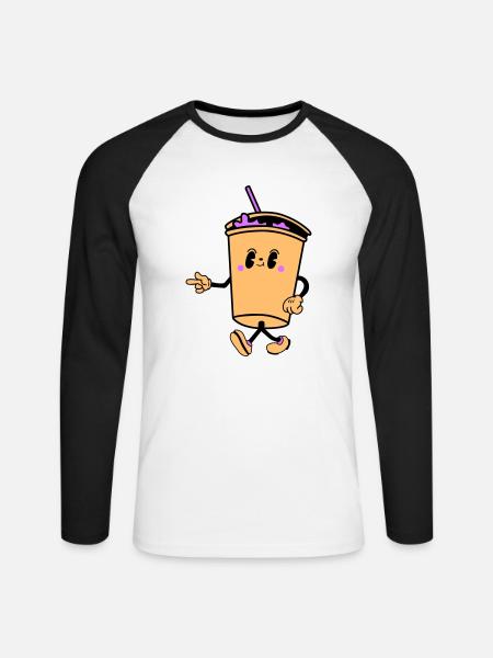 Drink Cartoon - Unisex Long Sleeve Baseball T-Shirt - white/black