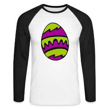osterei - Unisex Baseballshirt langarm - Weiß/Schwarz - Vorne - Nik (191cm)
