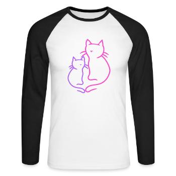 Retro Cats Vintage 90's 80's Cat Child Summer - Unisex Long Sleeve Baseball T-Shirt - white/black - Front - Nik (191cm)