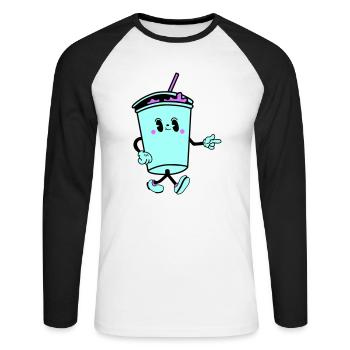 Boisson Dessin Animé - T-shirt baseball manches longues Homme - blanc/noir - Devant - Nik (191cm)