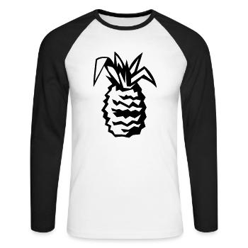 Pineapple 01 - Unisex Long Sleeve Baseball T-Shirt - white/black - Front - Nik (191cm)