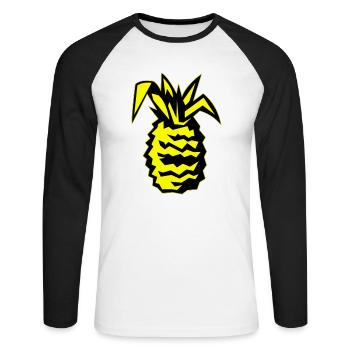 Pineapple 02 - Unisex Long Sleeve Baseball T-Shirt - white/black - Front - Nik (191cm)