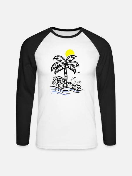 Palm Tree Holidays Beach Summer - Unisex Long Sleeve Baseball T-Shirt - white/black