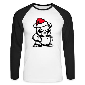 Panda Bear Christmas Comic - Unisex Long Sleeve Baseball T-Shirt - white/black - Front - Nik (191cm)