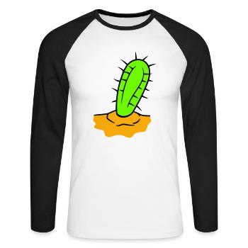 Kaktus Pflanze Stachelig Stacheln Wüsten Kakteen - Unisex Baseballshirt langarm - Weiß/Schwarz - Vorne - Nik (191cm)