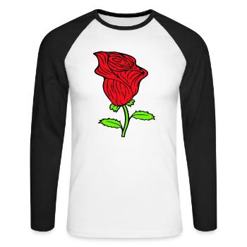 Pretty Beautiful Rose Blossom Leaf Roses Romantic - Unisex Long Sleeve Baseball T-Shirt - white/black - Front - Nik (191cm)