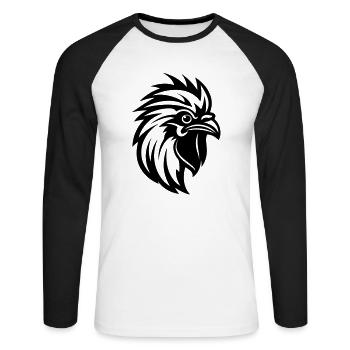Tête de coq - T-shirt baseball manches longues Homme - blanc/noir - Devant - Nik (191cm)