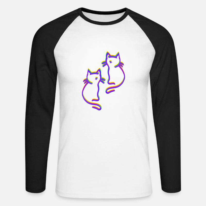 Regenbogen Katzen LGBT - Unisex Baseballshirt langarm - Weiß/Schwarz