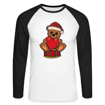 Nounours Père Noël Noël Ours en peluche Père Noël - T-shirt baseball manches longues Homme - blanc/noir - Devant - Nik (191cm)