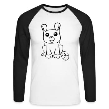 chien assis mignon petit chiot heureux animal de compagnie - T-shirt baseball manches longues Homme - blanc/noir - Devant - Nik (191cm)