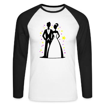 Mariée et marié marié marié mariée - T-shirt baseball manches longues Homme - blanc/noir - Devant - Nik (191cm)