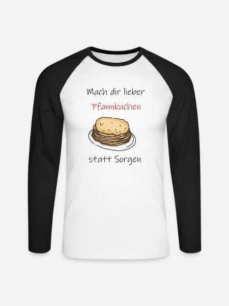 Pfannkuchen statt sorgen - Unisex Baseballshirt langarm - Weiß/Schwarz