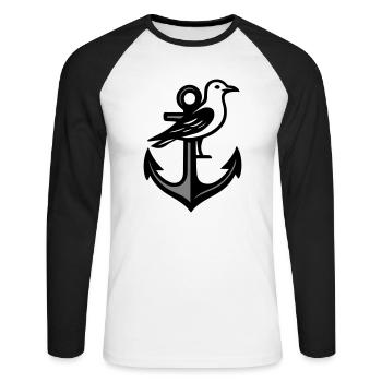 Anchor Seagull - Unisex Long Sleeve Baseball T-Shirt - white/black - Front - Nik (191cm)