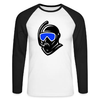 Taucher Schnorchel Tauchen - Unisex Baseballshirt langarm - Weiß/Schwarz - Vorne - Nik (191cm)