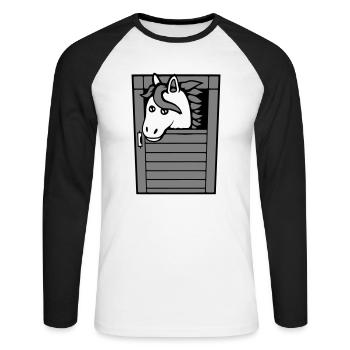 Écurie Cheval Poney Cheval Peeps Mignon - T-shirt baseball manches longues Homme - blanc/noir - Devant - Nik (191cm)